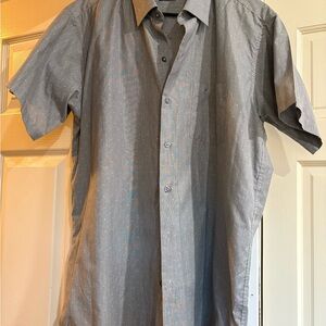 Texas Standard Men’s Sz XL Button Up Short Sleeve Shirt Gray/Blue
